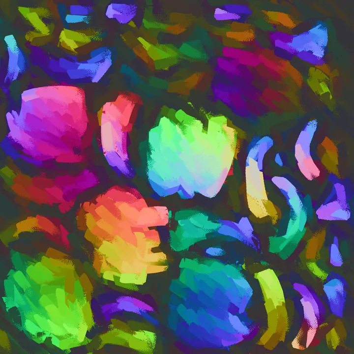 The same normal map repainted with brush strokes